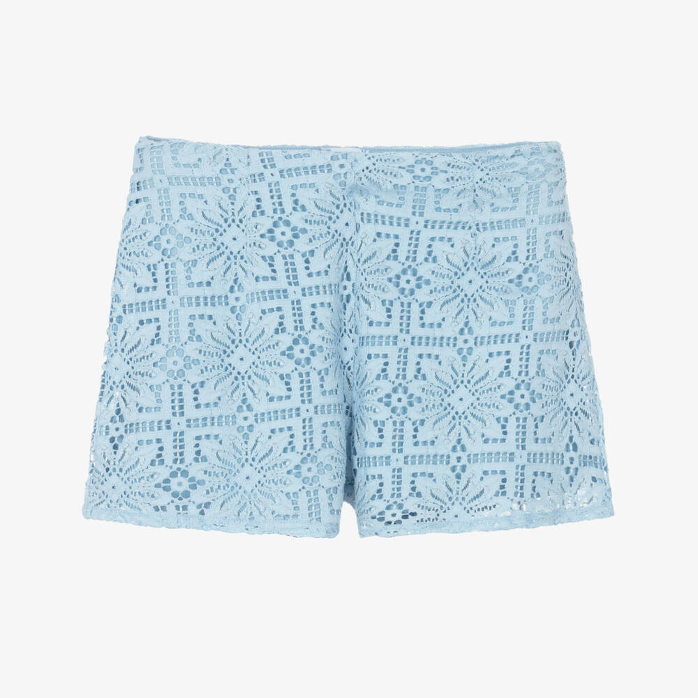 Mayoral-Girls Floral Lace Blue Shorts | Childrensalon Outlet