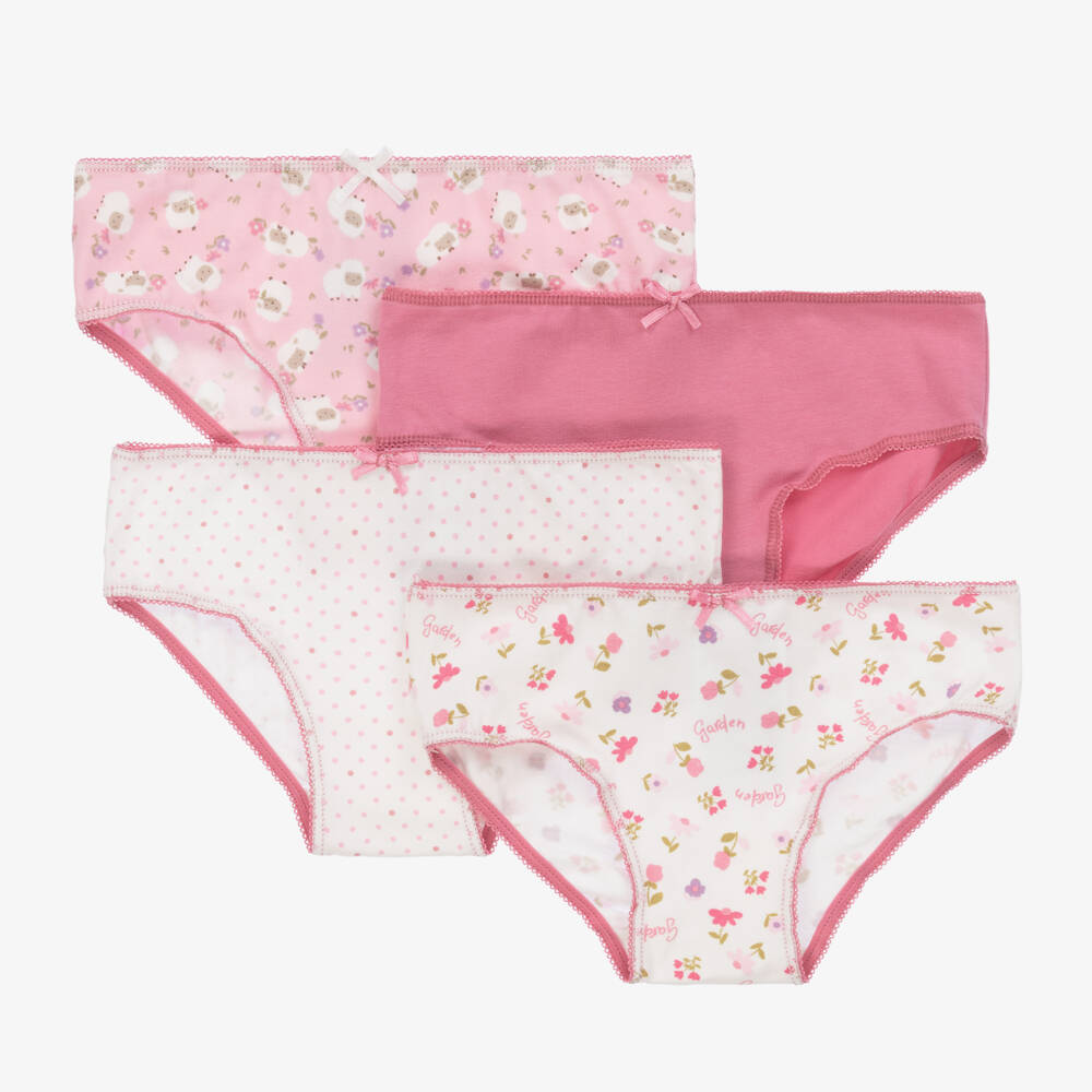 Mayoral-Girls Floral Pink Cotton Briefs Set | Childrensalon Outlet