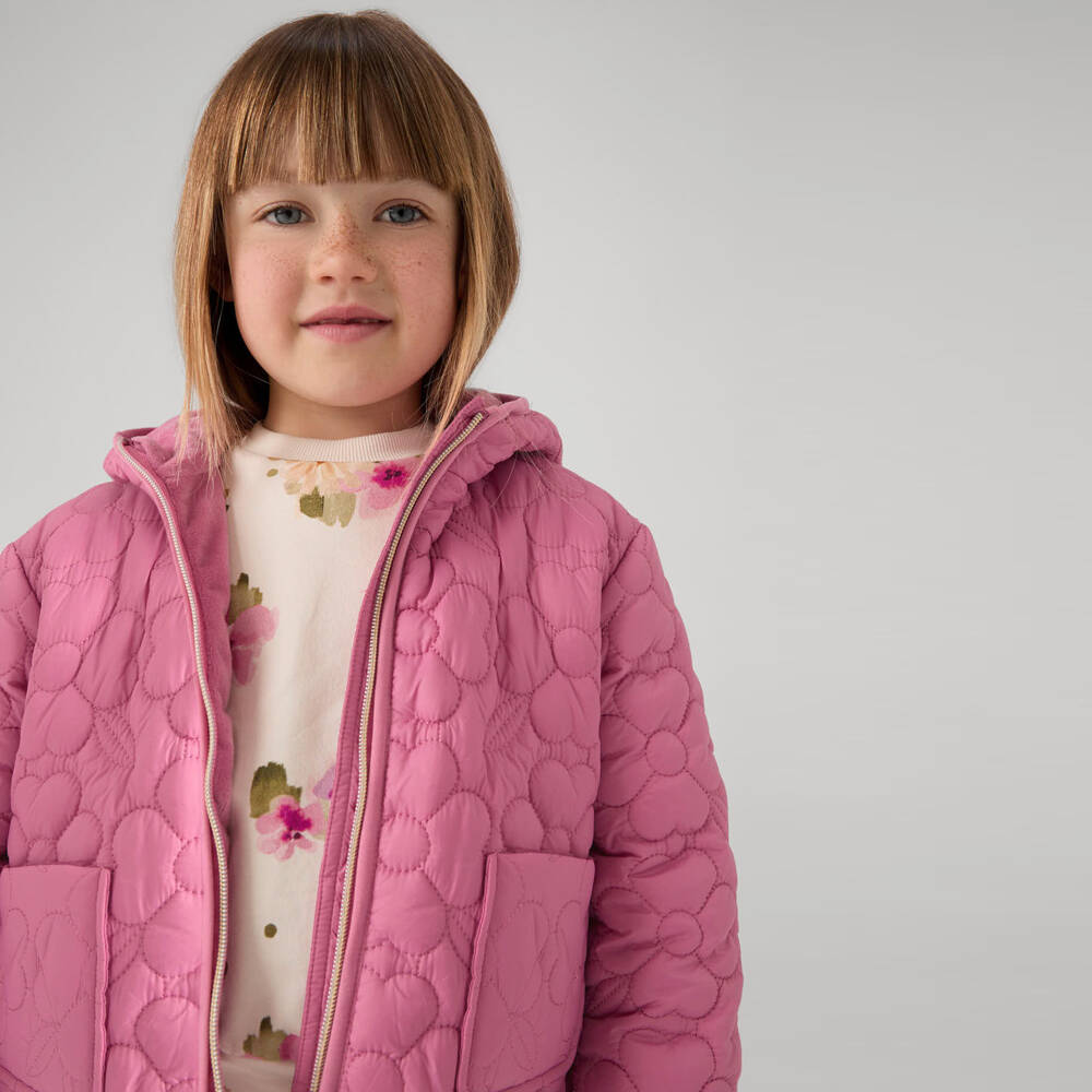 Mayoral-Girls Floral Quilted Pink Jacket | Childrensalon Outlet
