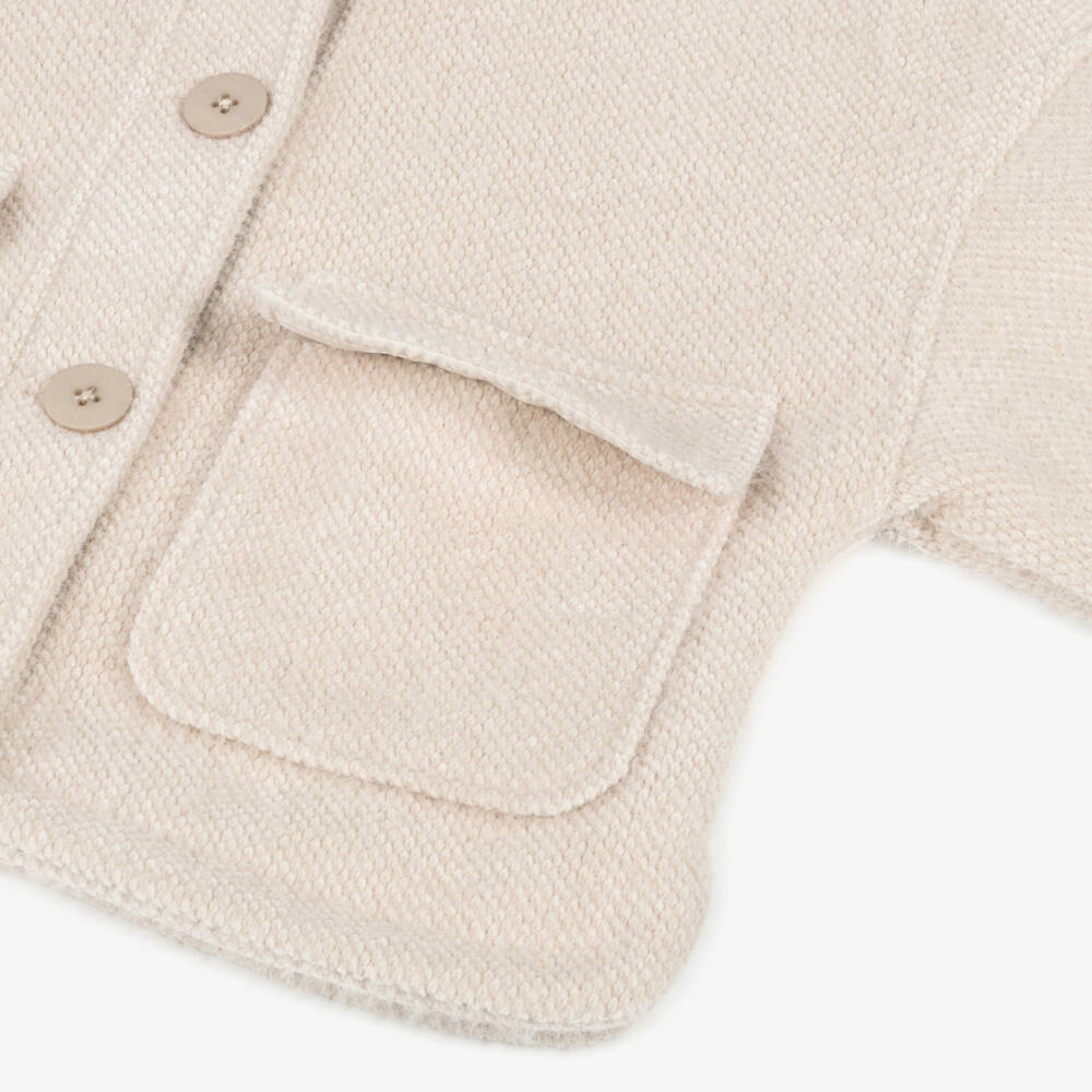 Mayoral-Girls Fluffy Beige Jacket | Childrensalon Outlet