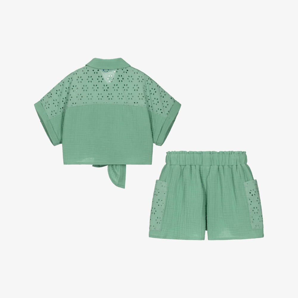Mayoral-Girls Fresh Green Cotton Ensemble | Childrensalon Outlet