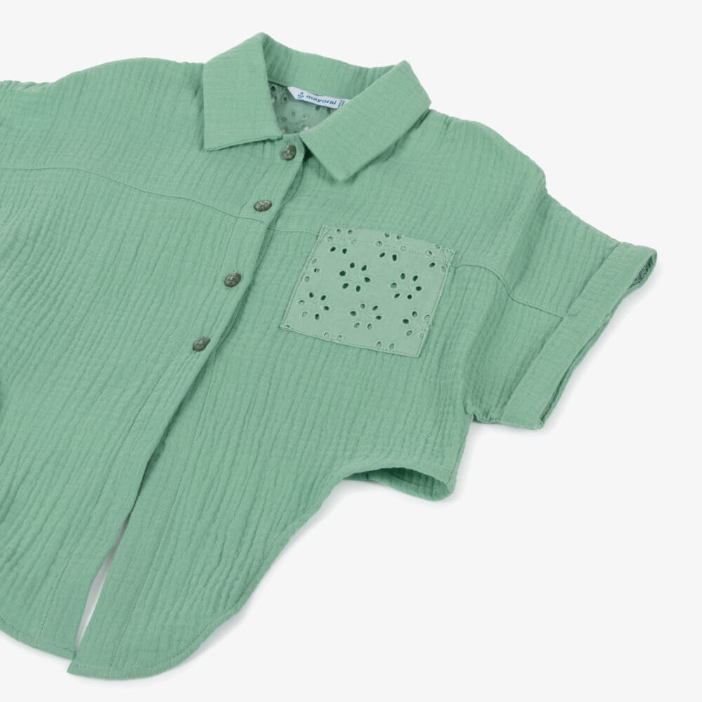 Mayoral-Girls Fresh Green Cotton Ensemble | Childrensalon Outlet