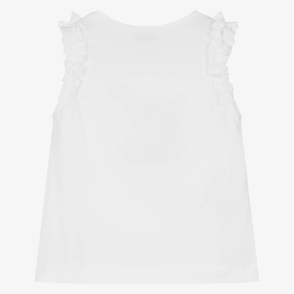 Mayoral-Girls Frilly White Graphic Tee | Childrensalon Outlet