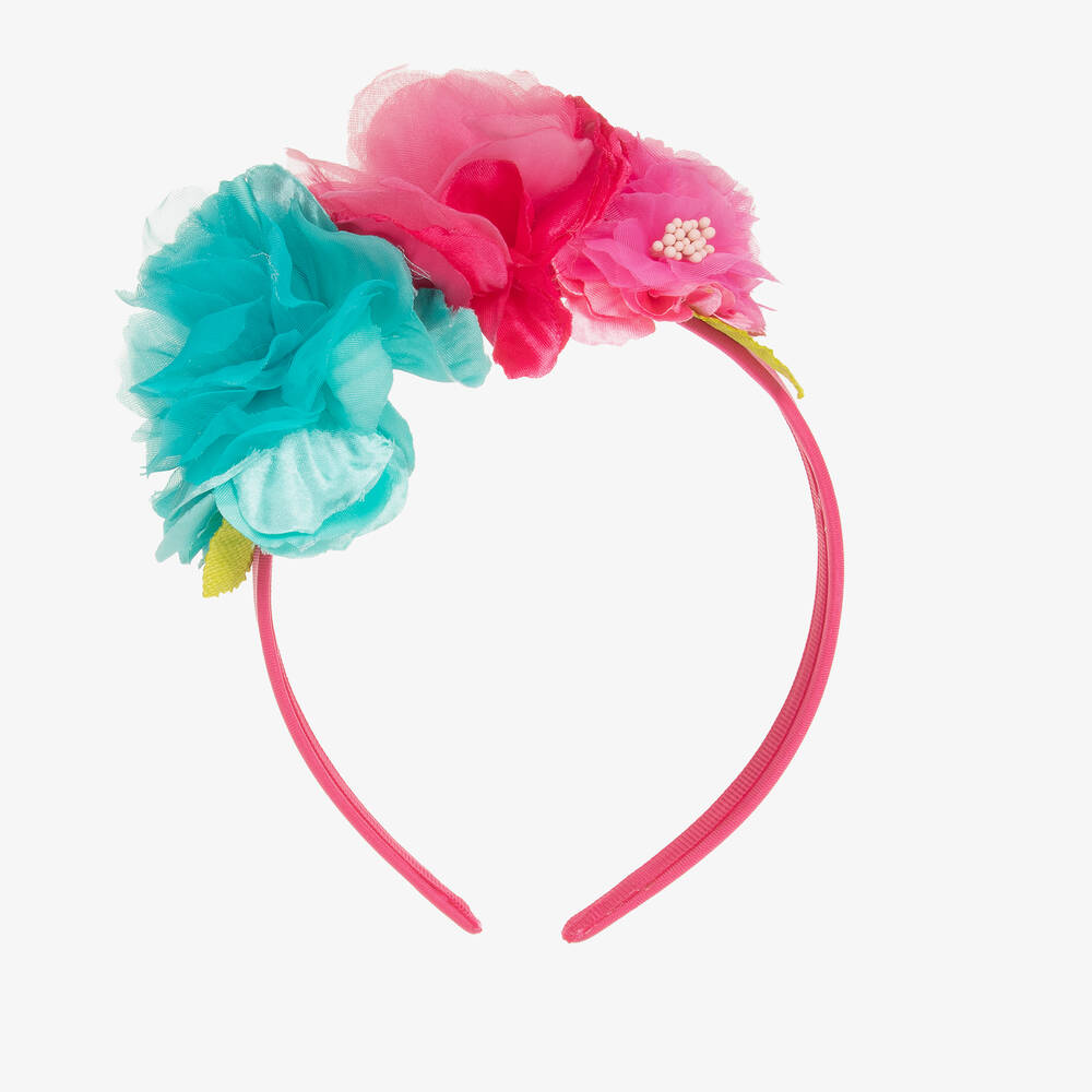 Mayoral-طوق شعر مزين بورود لون زهرى فوشيا للبنات | Childrensalon Outlet