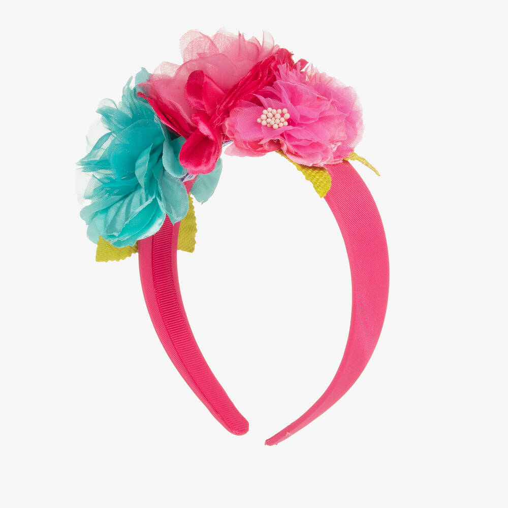 Mayoral-طوق شعر مزين بورود لون زهرى فوشيا للبنات | Childrensalon Outlet