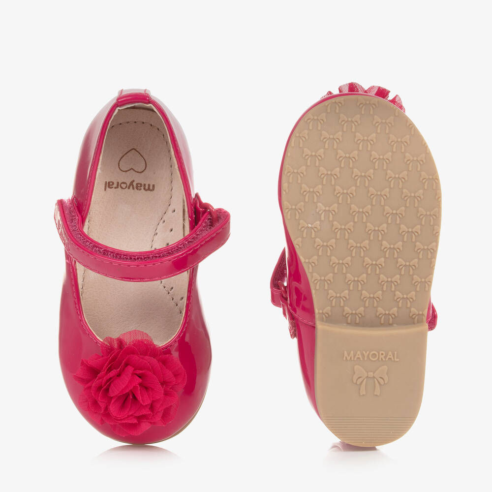 Mayoral-Girls Fuchsia Pink Patent Flower Shoes | Childrensalon Outlet