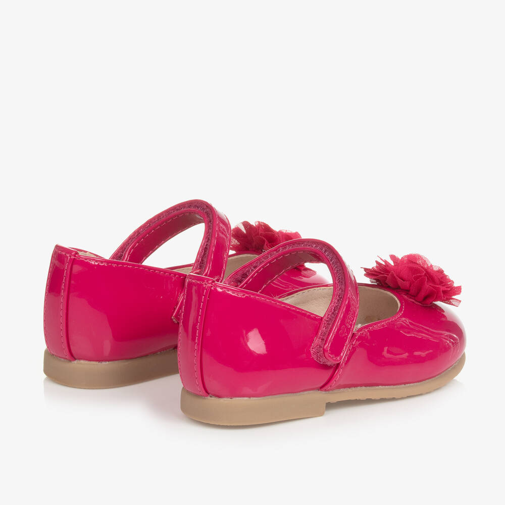 Mayoral-Girls Fuchsia Pink Patent Flower Shoes | Childrensalon Outlet