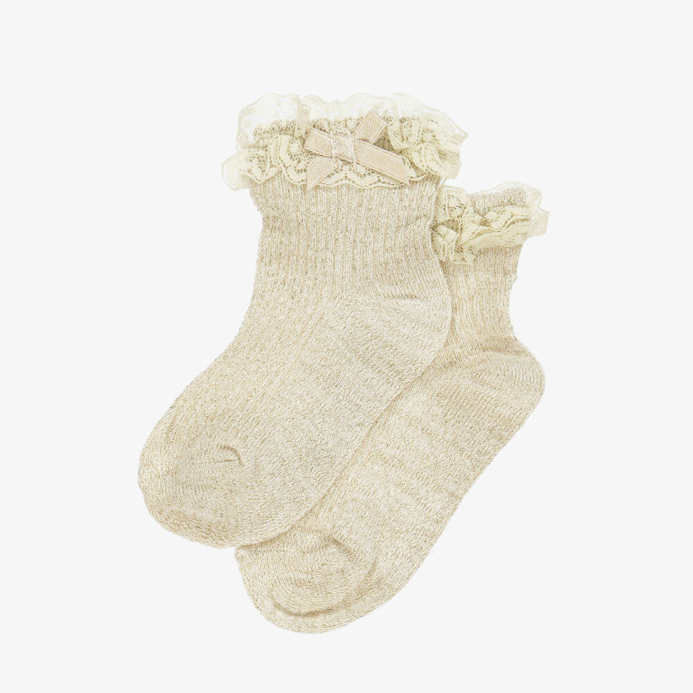Mayoral Newborn-Girls Gilded Lace Trim Socks | Childrensalon Outlet