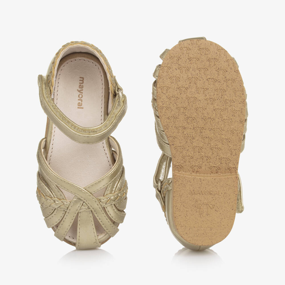 Mayoral-Girls' Gleaming Gold Baby Sandals | Childrensalon Outlet