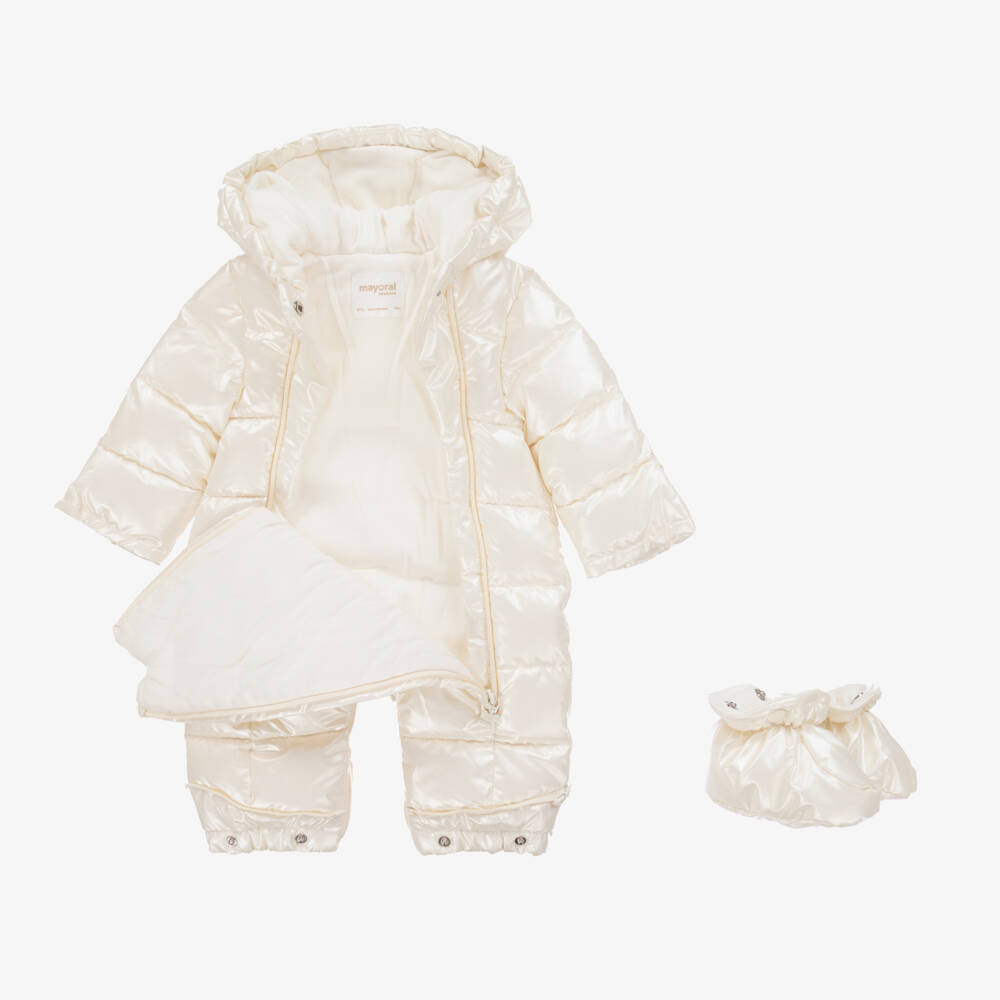 Mayoral Для новорожденных-Зимний кремовый комбинезон для девочек | Childrensalon Outlet