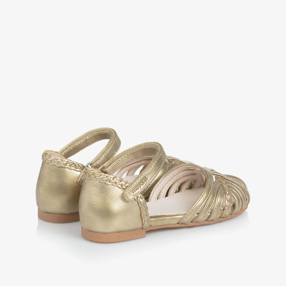 Mayoral-Girls Glistening Woven Leatherette Sandals | Childrensalon Outlet