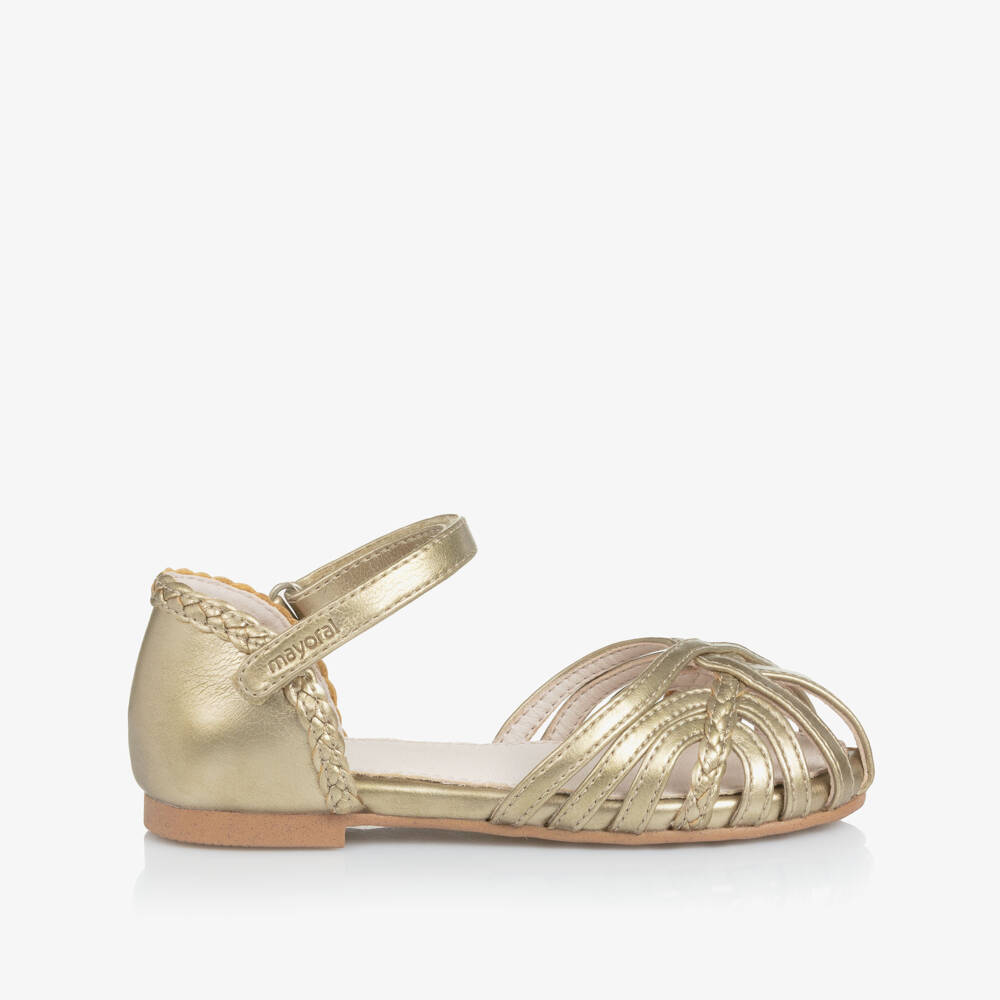 Mayoral-Girls Glistening Woven Leatherette Sandals | Childrensalon Outlet