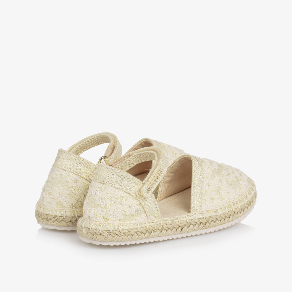 Mayoral-Girls Glittering Ivory Lace Flats | Childrensalon Outlet