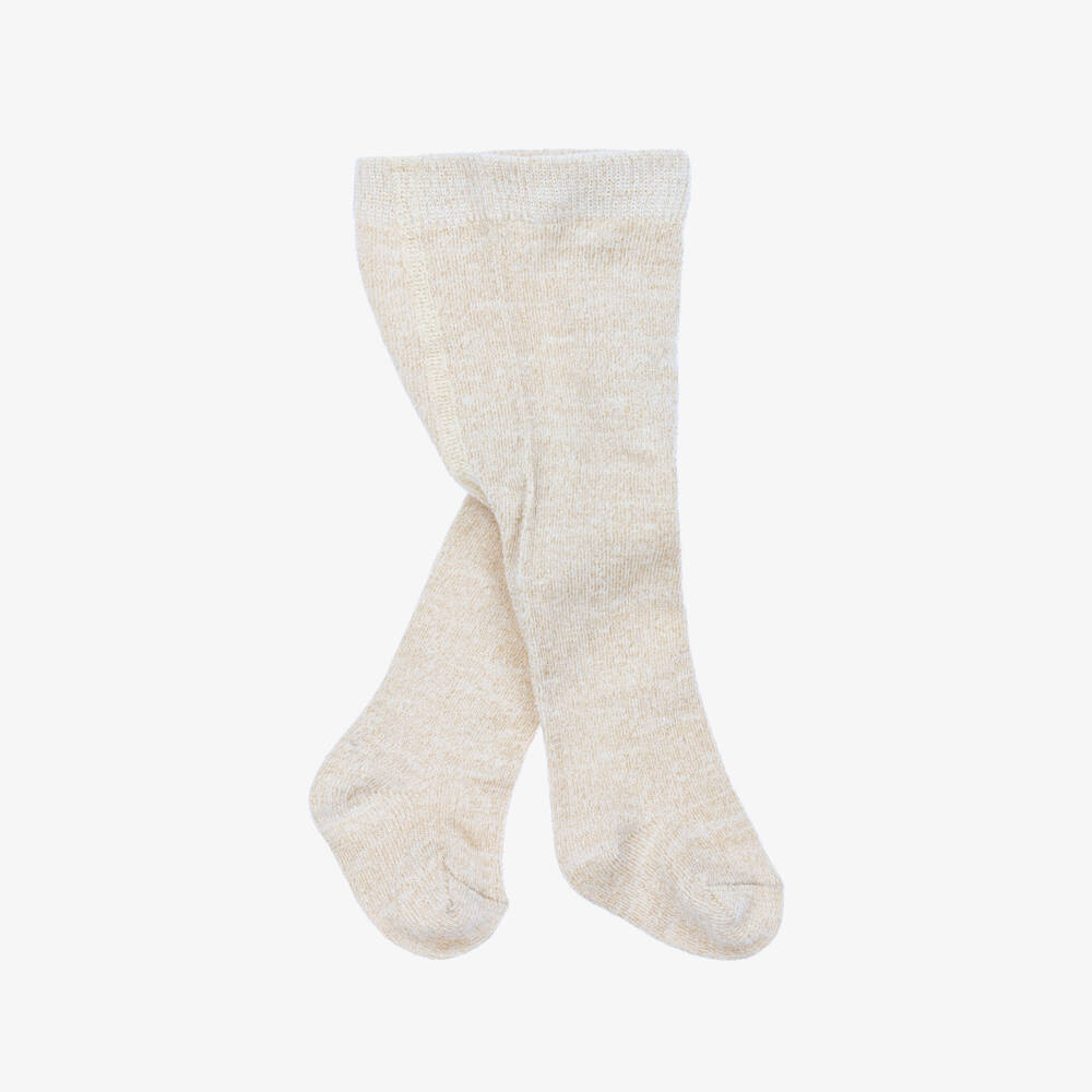 Mayoral Newborn-Girls Glittery Beige Cotton Tights | Childrensalon Outlet