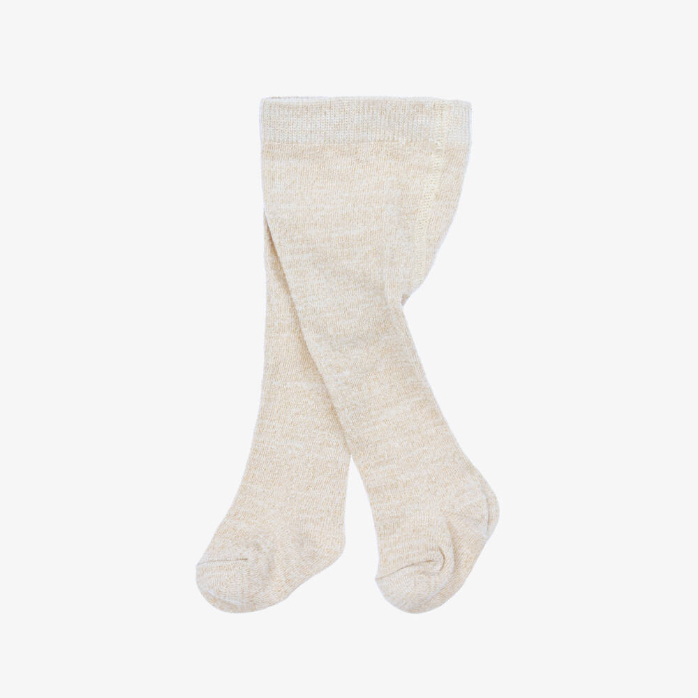 Mayoral Newborn-Girls Glittery Beige Cotton Tights | Childrensalon Outlet
