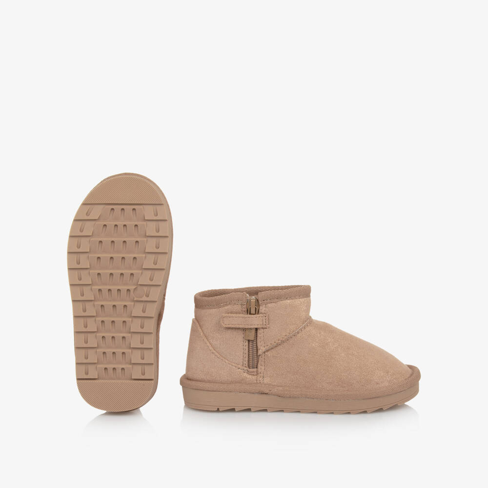 Mayoral-Girls Glittery Beige Faux Suede Boots | Childrensalon Outlet