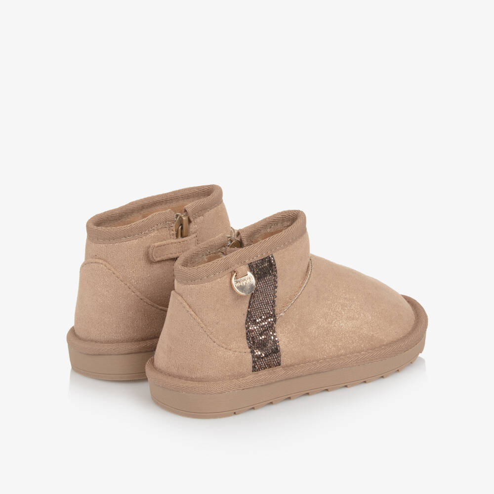 Mayoral-Girls Glittery Beige Faux Suede Boots | Childrensalon Outlet