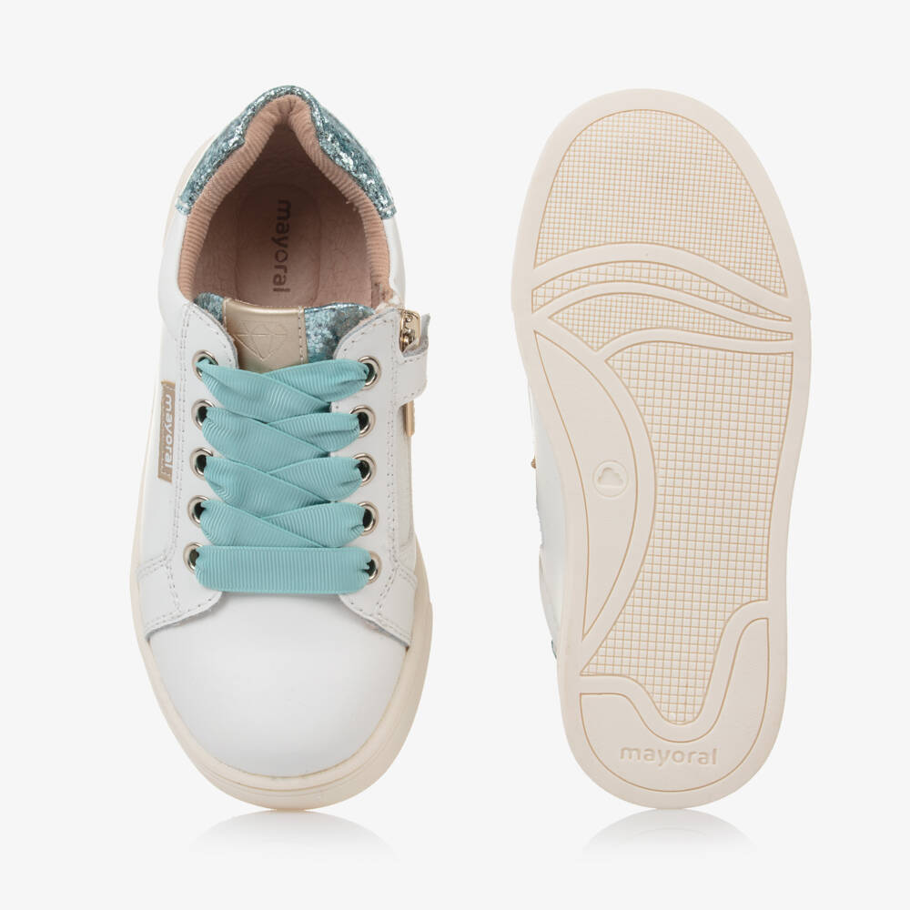 Mayoral-Girls Glittery Blue White Trainers | Childrensalon Outlet