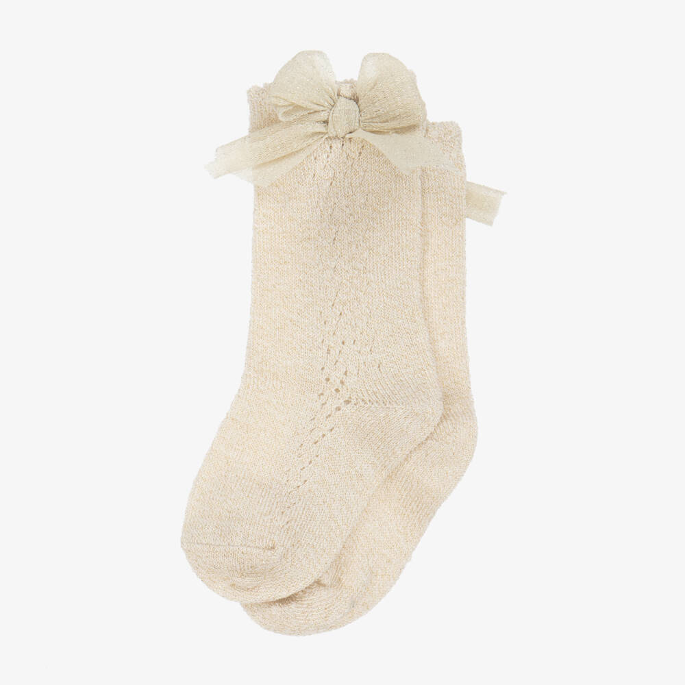 Mayoral-جوارب قطنية ذهبية براقة للبنات | Childrensalon Outlet