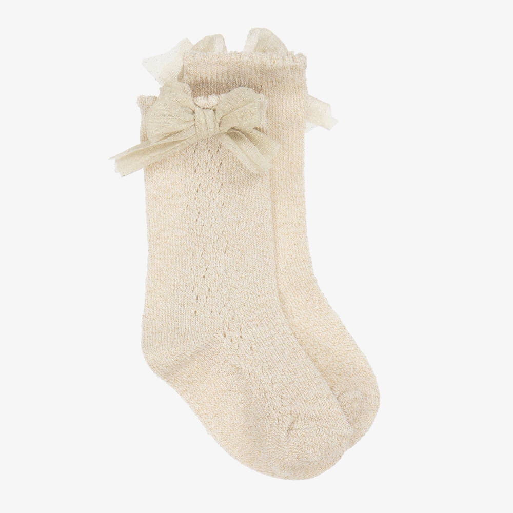 Mayoral-Girls Glittery Golden Cotton Hosiery | Childrensalon Outlet