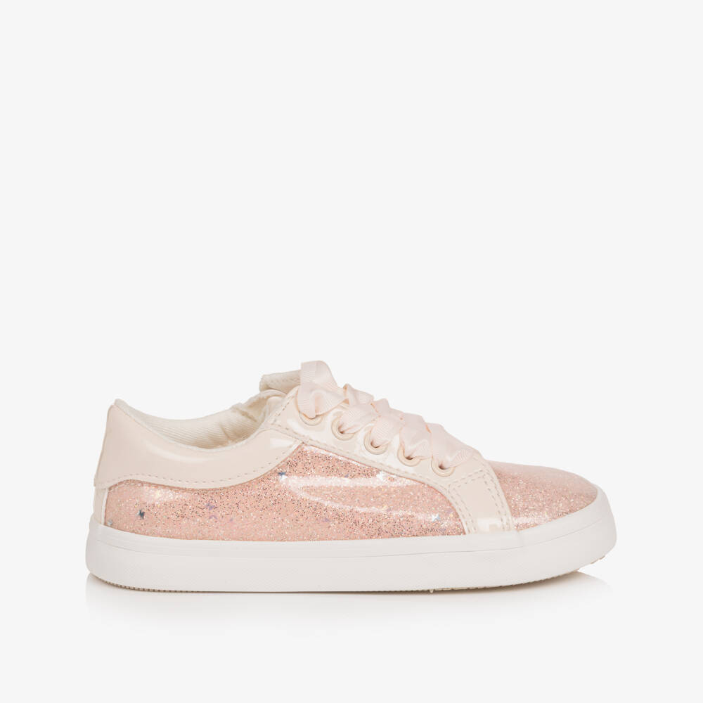 Mayoral-Girls Glittery Pink Lace Trainers | Childrensalon Outlet