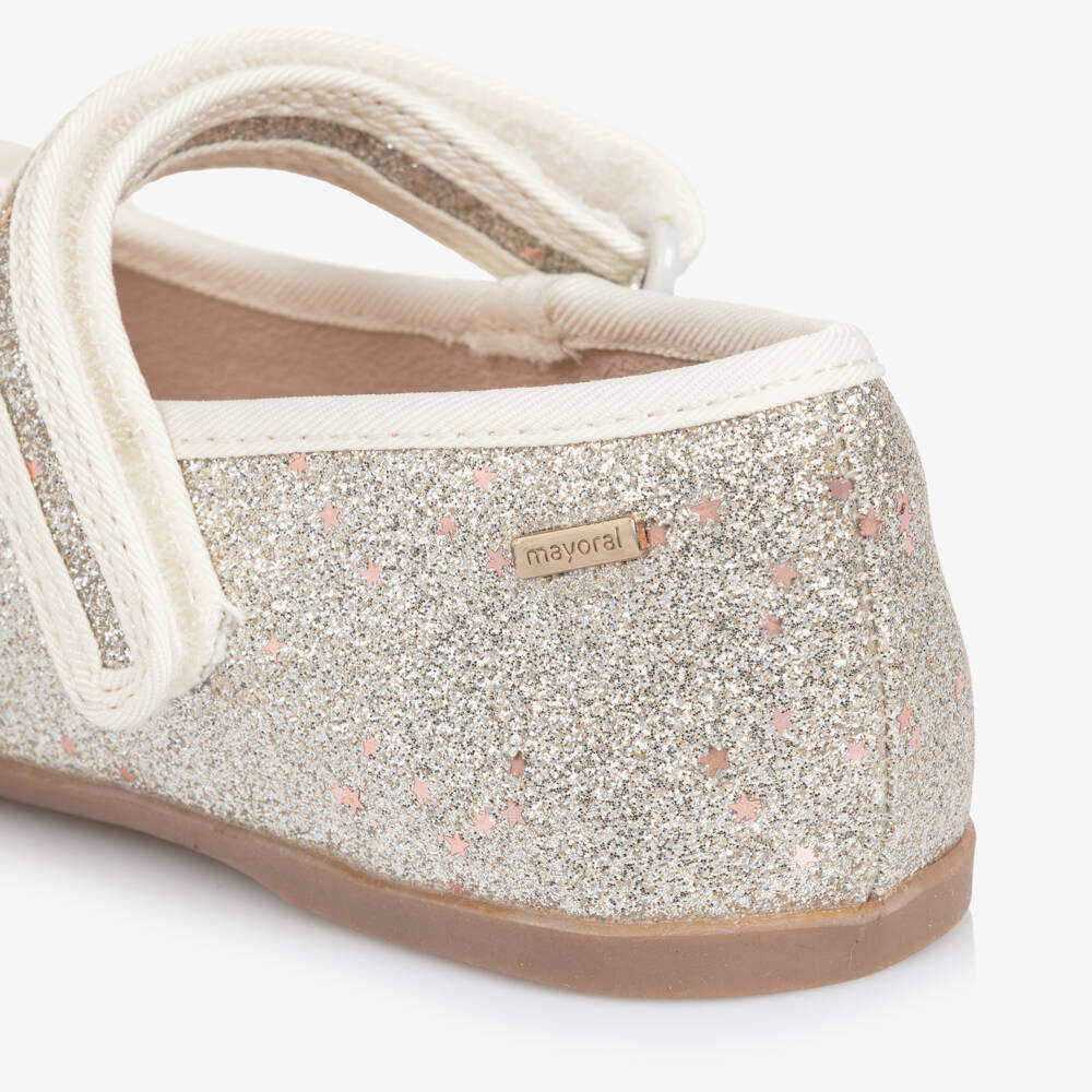 Mayoral-Girls Glittery Silver Bar Shoes with Sequinned Stars | Childrensalon Outlet