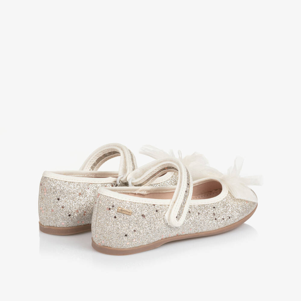 Mayoral-Girls Glittery Silver Bar Shoes with Sequinned Stars | Childrensalon Outlet