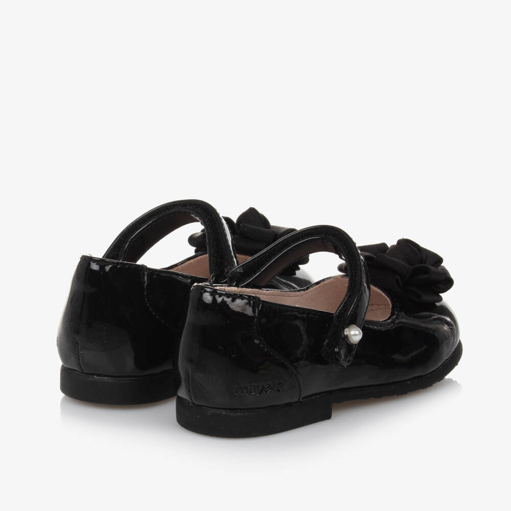 Mayoral-Girls Glossy Black Bow Shoes | Childrensalon Outlet