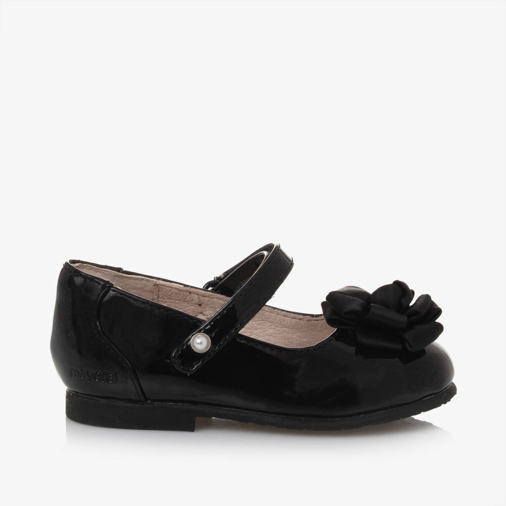 Mayoral-Girls Glossy Black Bow Shoes | Childrensalon Outlet