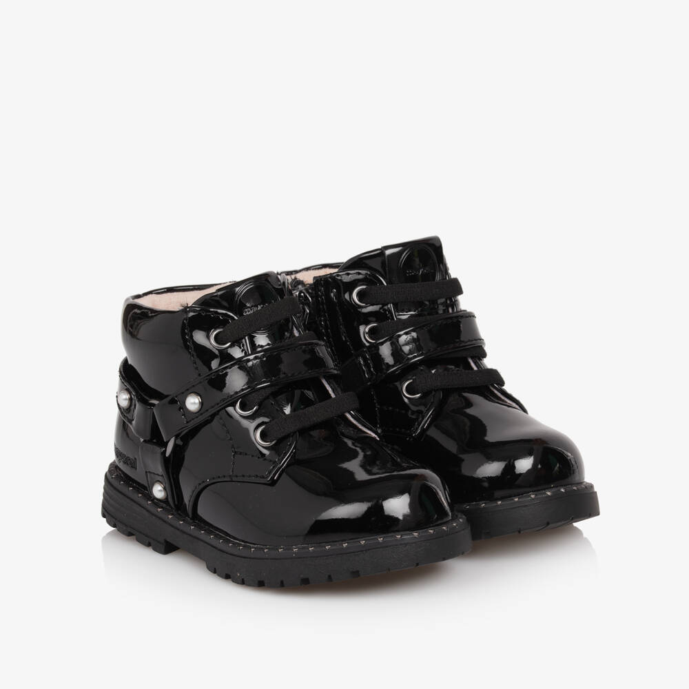 Mayoral-Girls Glossy Black Faux Leather Boots | Childrensalon Outlet