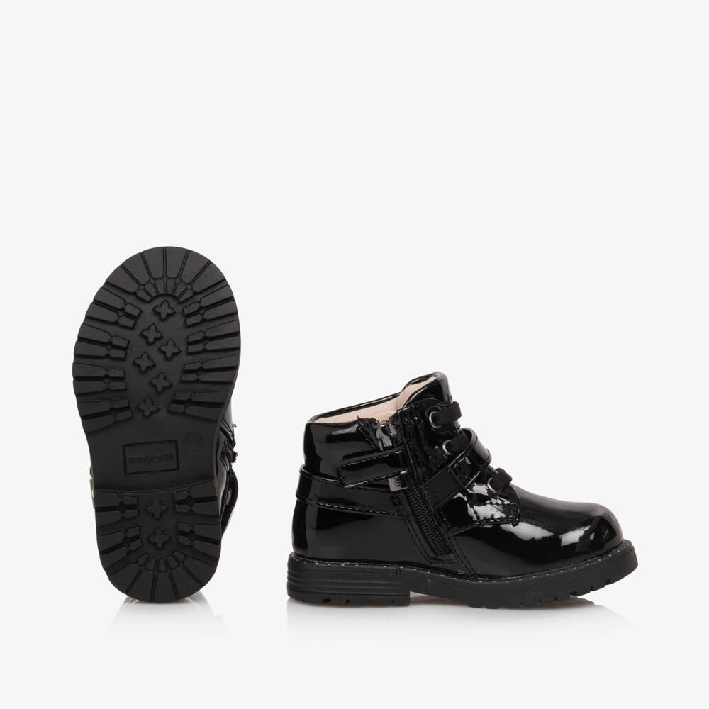 Mayoral-Girls Glossy Black Faux Leather Boots | Childrensalon Outlet