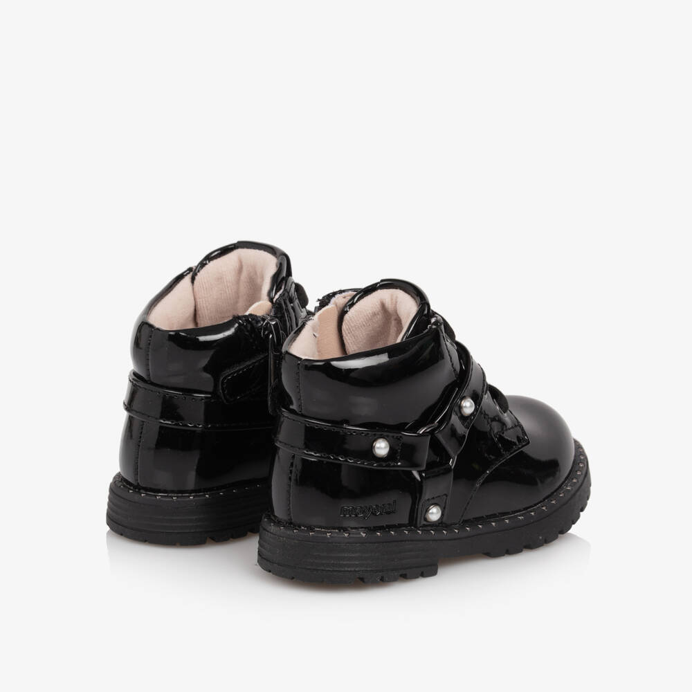 Mayoral-Girls Glossy Black Faux Leather Boots | Childrensalon Outlet