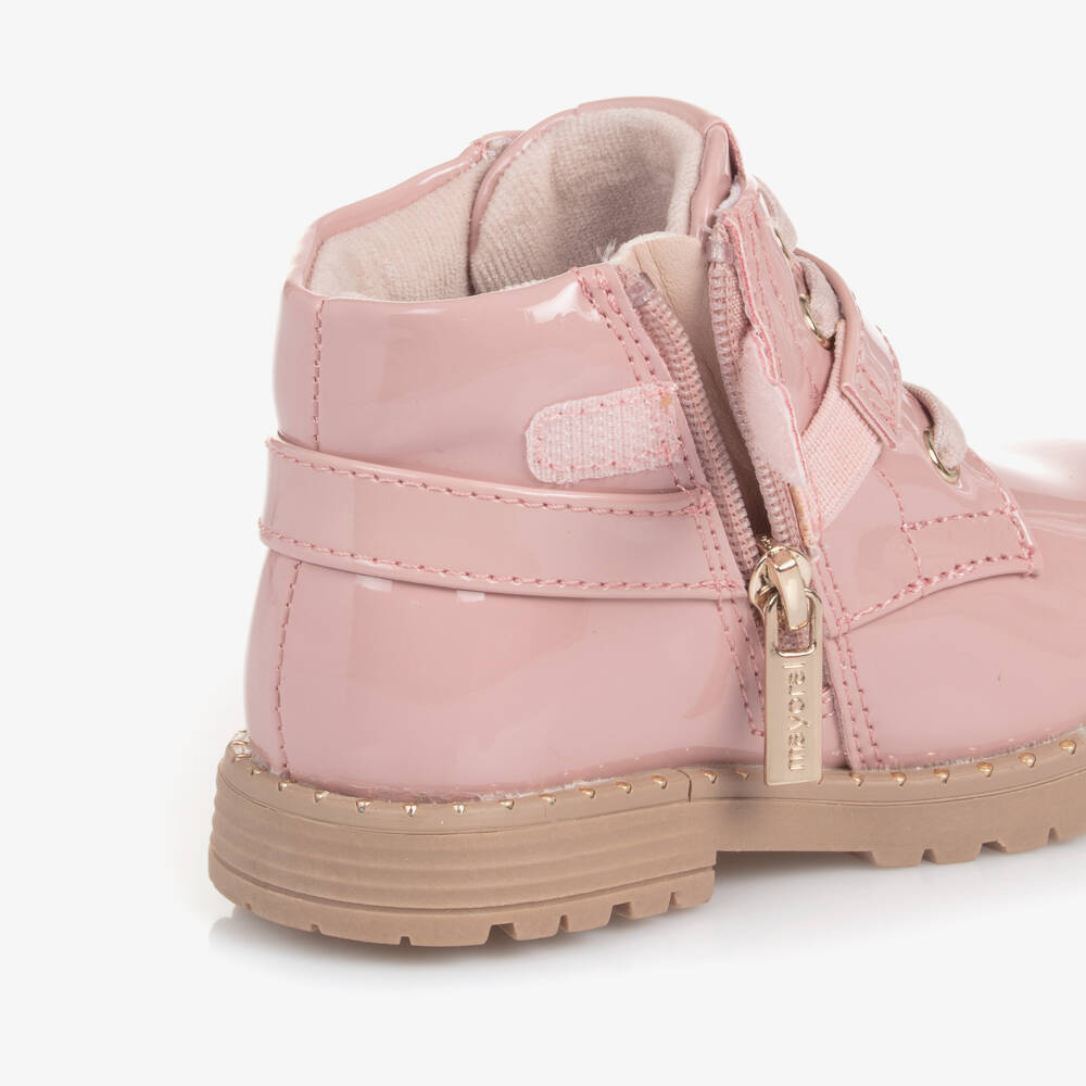 Mayoral-Girls Glossy Pink Faux Leather Boots | Childrensalon Outlet
