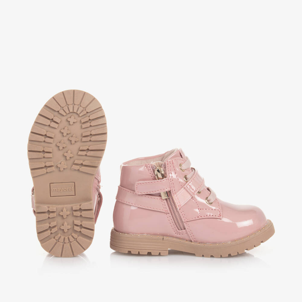 Mayoral-Girls Glossy Pink Faux Leather Boots | Childrensalon Outlet
