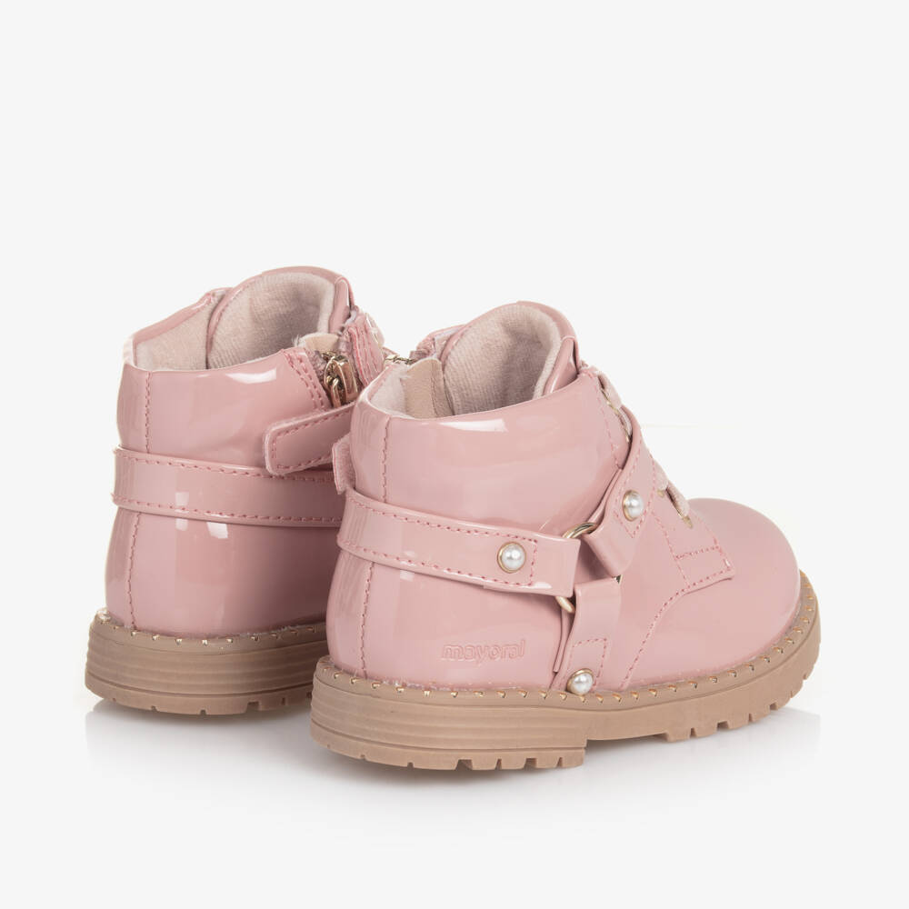 Mayoral-Girls Glossy Pink Faux Leather Boots | Childrensalon Outlet