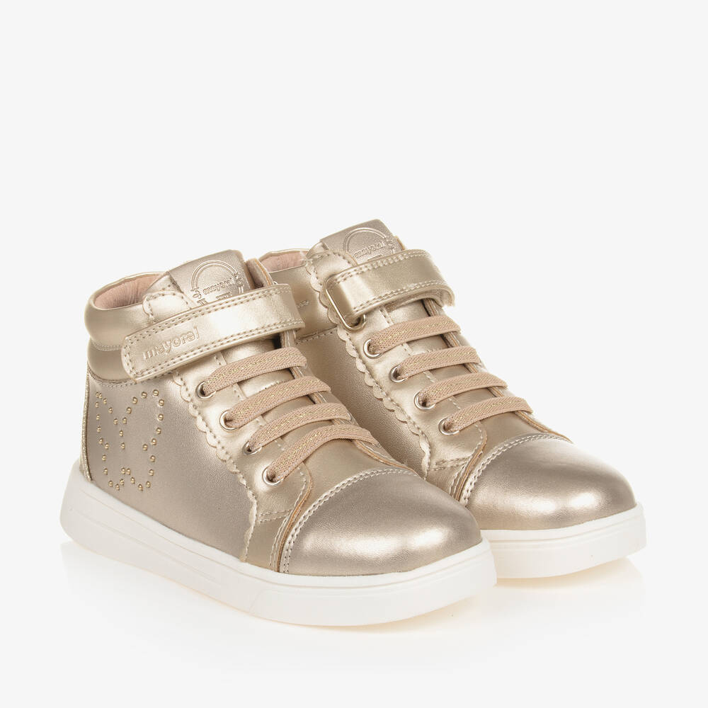 Mayoral - Girls Gold Butterfly High-Top Trainers | Childrensalon