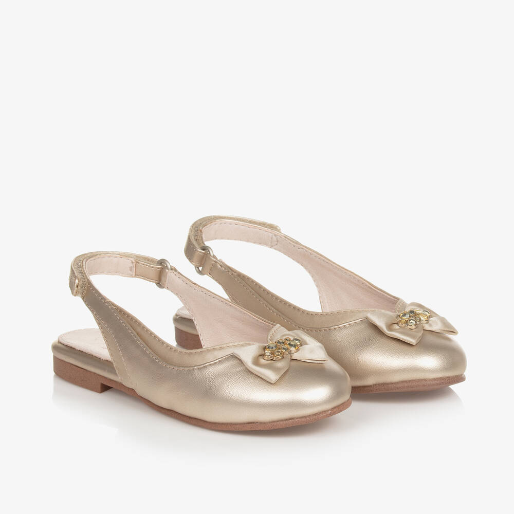 Mayoral-Girls Gold Faux Leather Slingback Shoes | Childrensalon Outlet