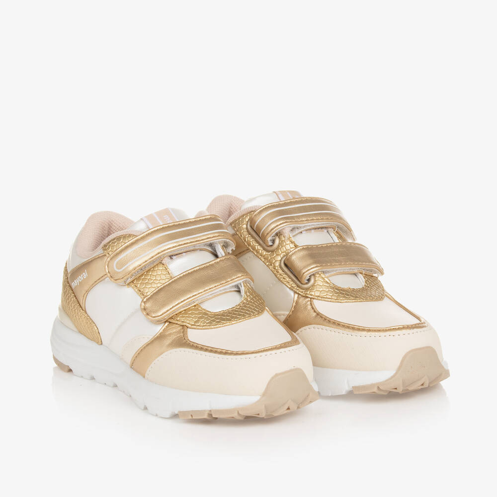 Mayoral-Girls Gold Faux Leather Trainers | Childrensalon Outlet