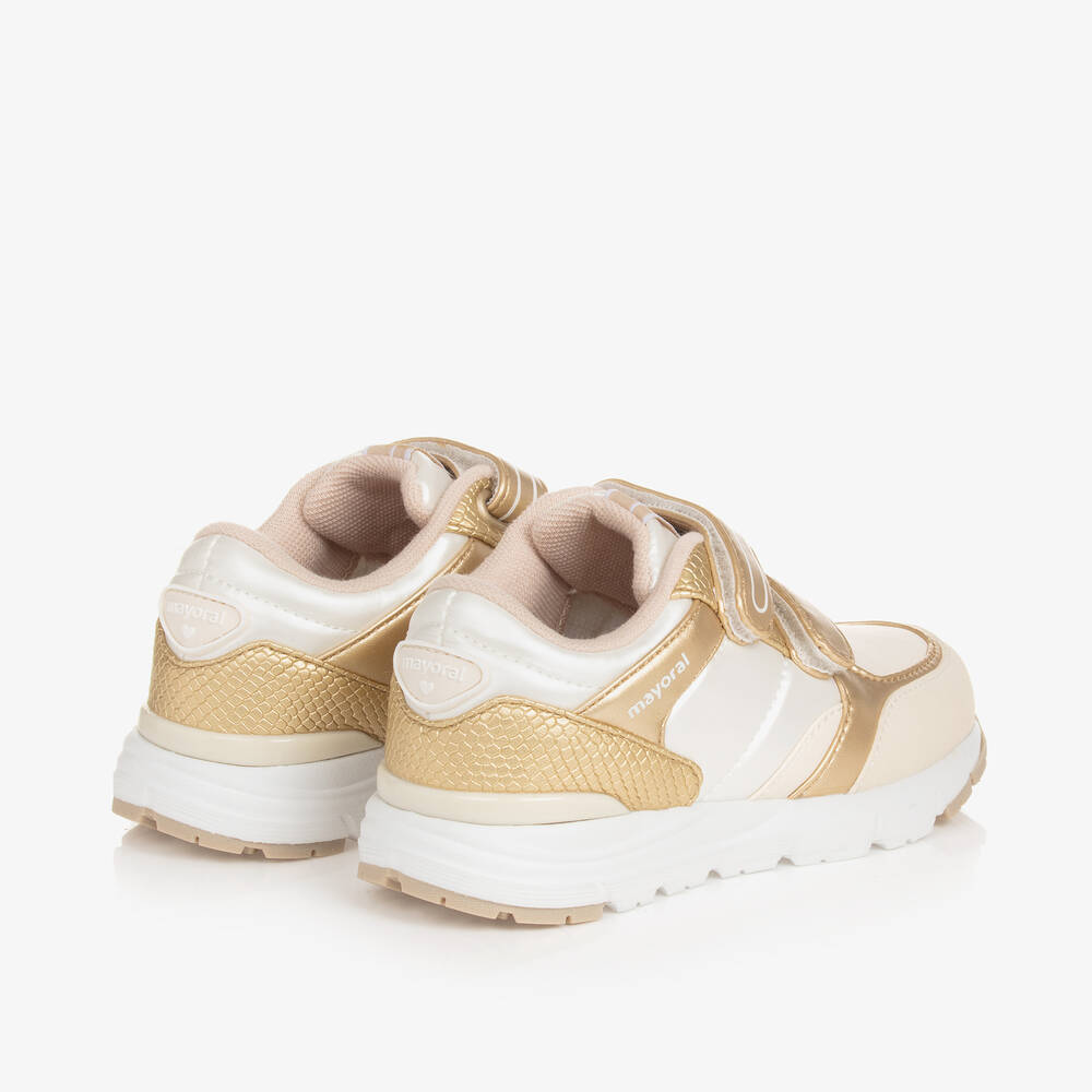 Mayoral-Girls Gold Faux Leather Trainers | Childrensalon Outlet