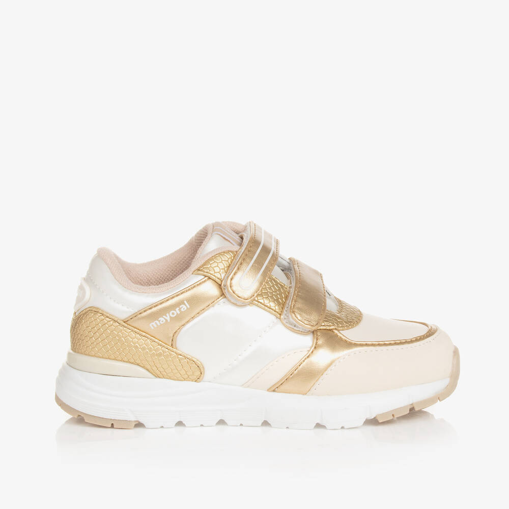 Mayoral-Girls Gold Faux Leather Trainers | Childrensalon Outlet
