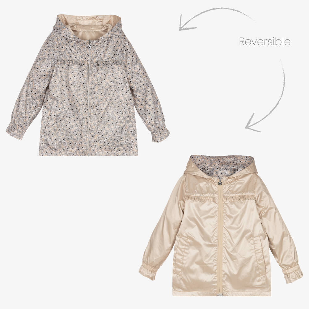 Mayoral - Girls Gold Floral Reversible Jacket | Childrensalon