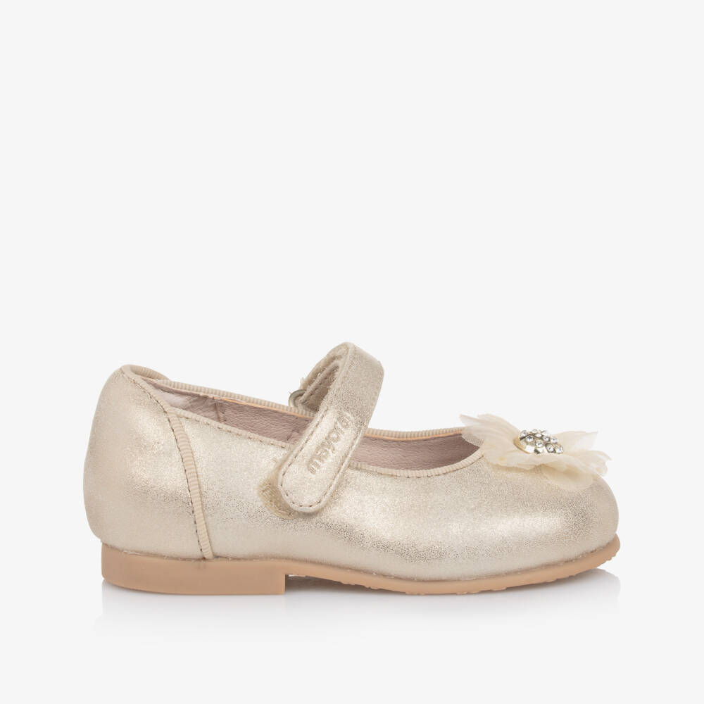 Mayoral-Золотые туфли с цветами для девочек | Childrensalon Outlet
