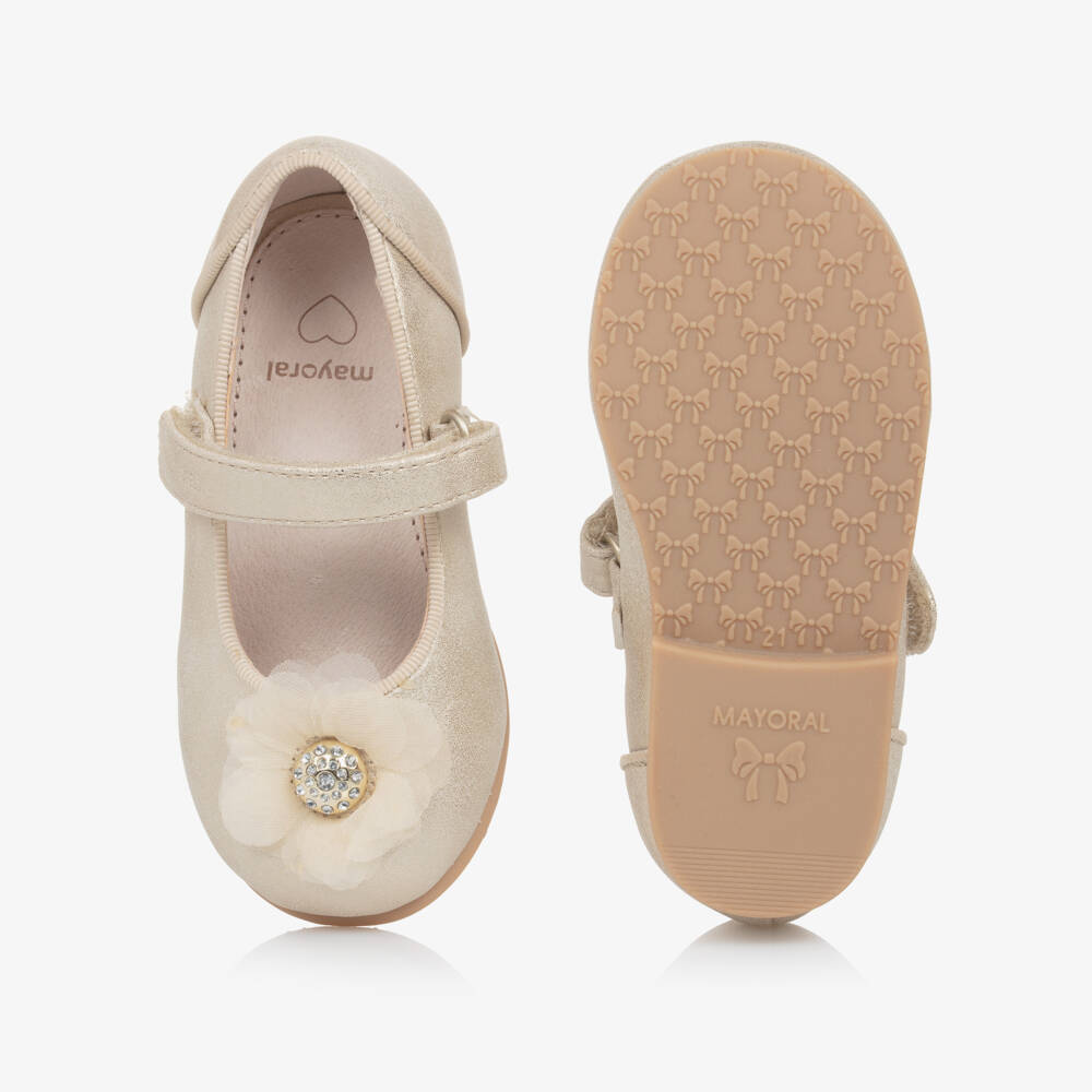 Mayoral-Золотые туфли с цветами для девочек | Childrensalon Outlet