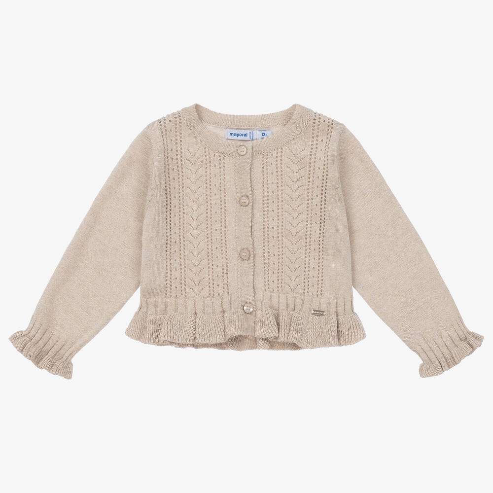 Mayoral - Girls Gold Glitter Cotton Cardigan | Childrensalon