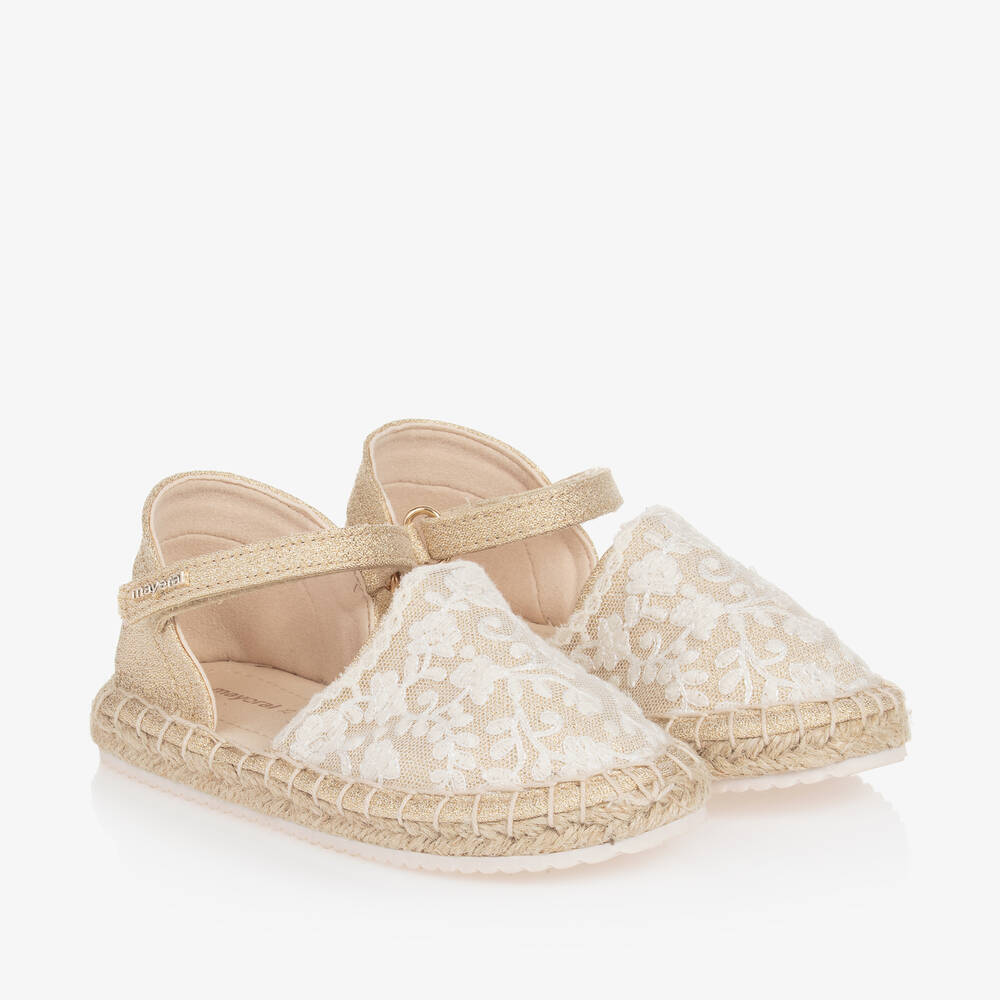 Mayoral-Girls Gold Glitter Espadrille Sandals | Childrensalon Outlet