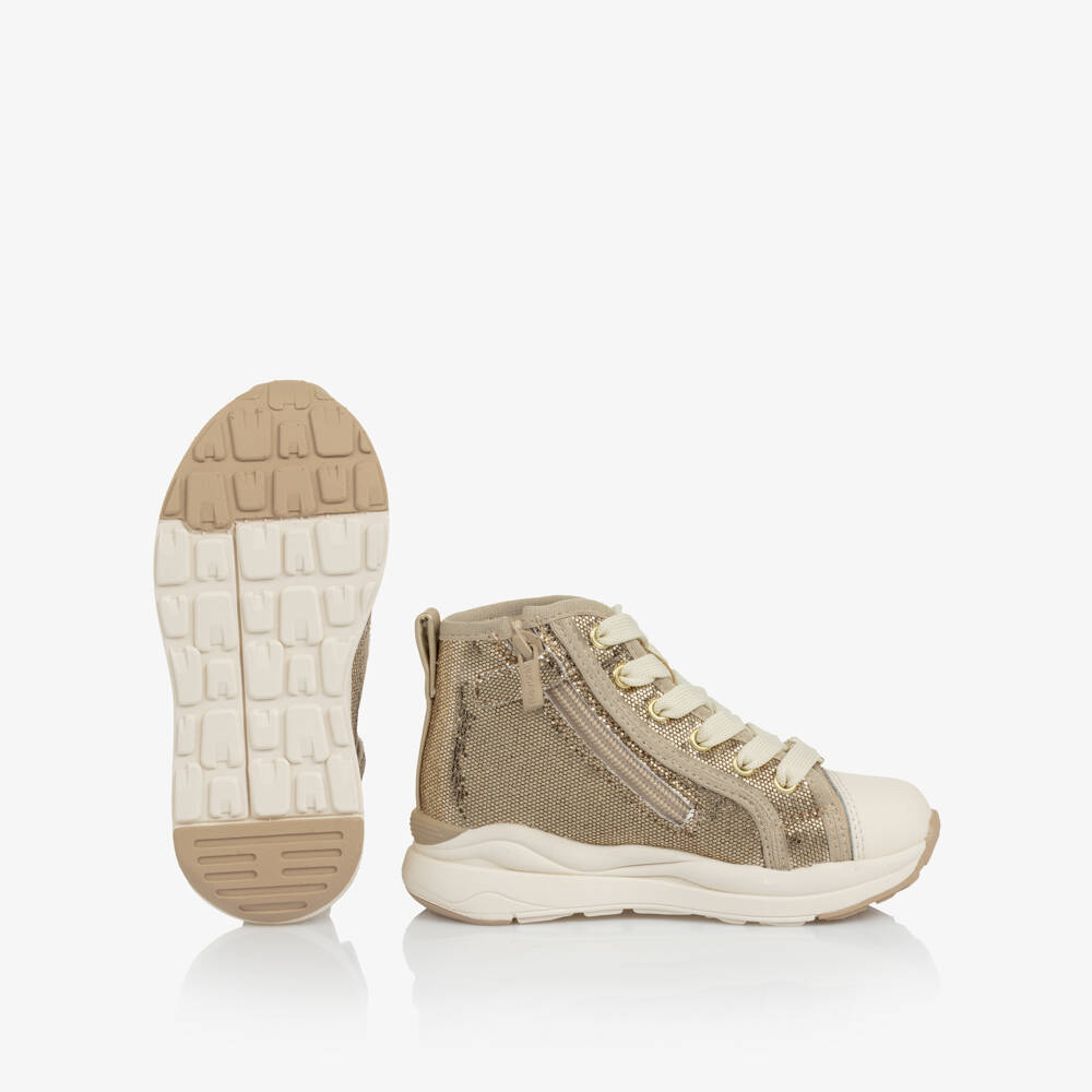 Mayoral-Girls Gold Glitter High Top Trainers | Childrensalon Outlet