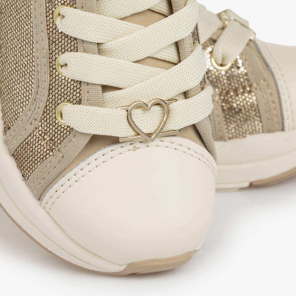 Mayoral-Girls Gold Glitter High Top Trainers | Childrensalon Outlet