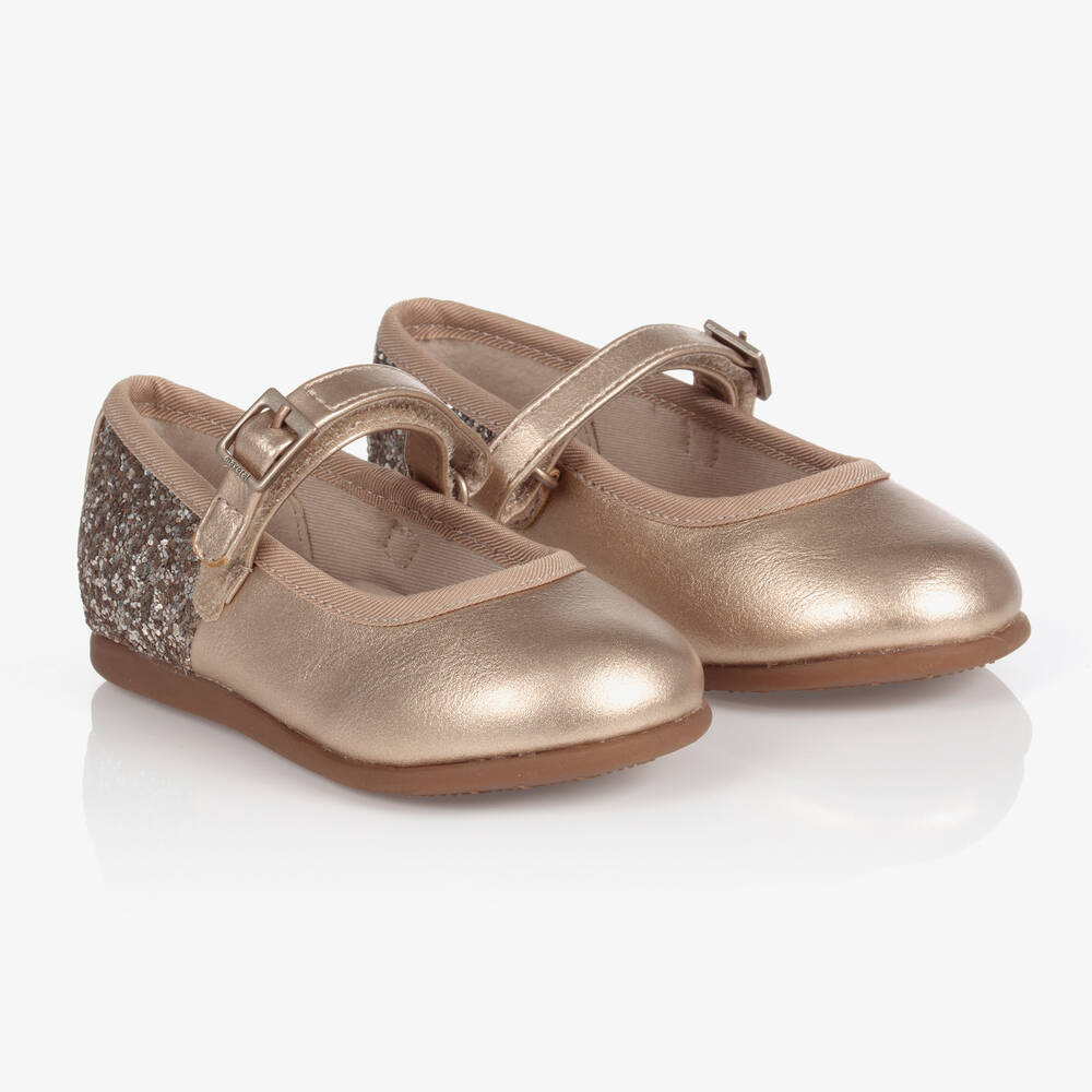 Mayoral - Золотистые туфли с блестками для девочек | Childrensalon
