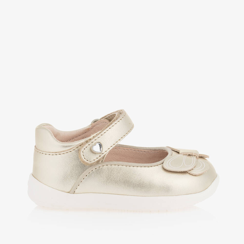 Mayoral-Girls Gold Leather First Walker Shoes | Childrensalon Outlet