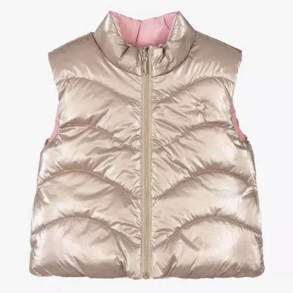 Mayoral-Розово-золотистый двусторонний жилет | Childrensalon Outlet